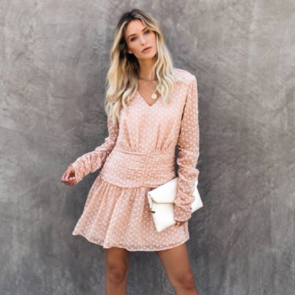 VICI HOPE YOU DANCE GATHERED POLKA DOT DRESS - Picture 3 of 6